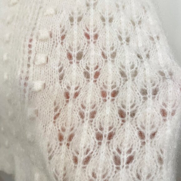 EUC Sezane Come Mohair Wool Textured Openwork Sweater Ecru XXS - Picture 7 of 10